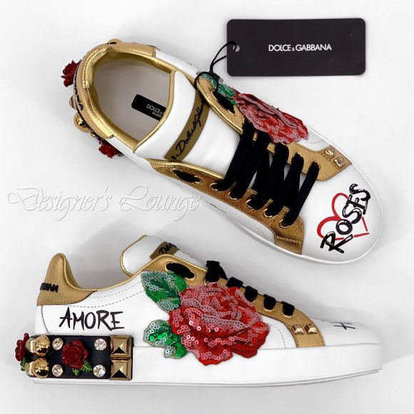 ⚡️SOLD! NEW DOLCE & GABBANA Roses Amore Portofino Sneakers - Picture 7 of 12